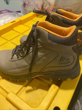 RBX Men's Gray and Orange Padded Ankle Hiking Boots